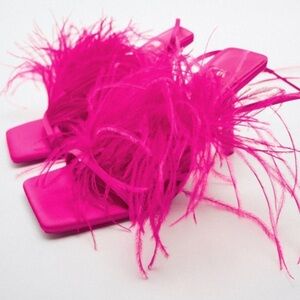 ZARA Feathered High Heel Sandals BNWT